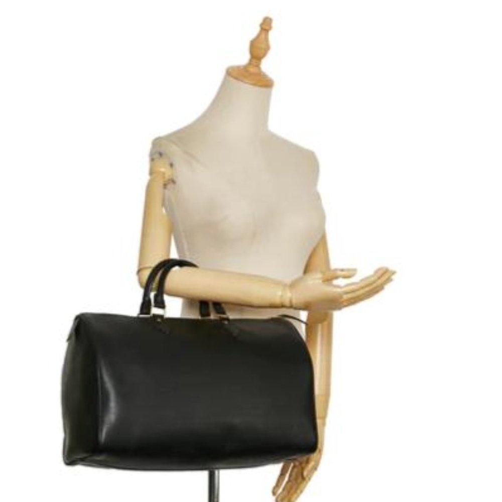 Vintage Louis Vuitton Epi Speedy 35 Black Leather Satchel Boston Bag Gold - Picture 2 of 16